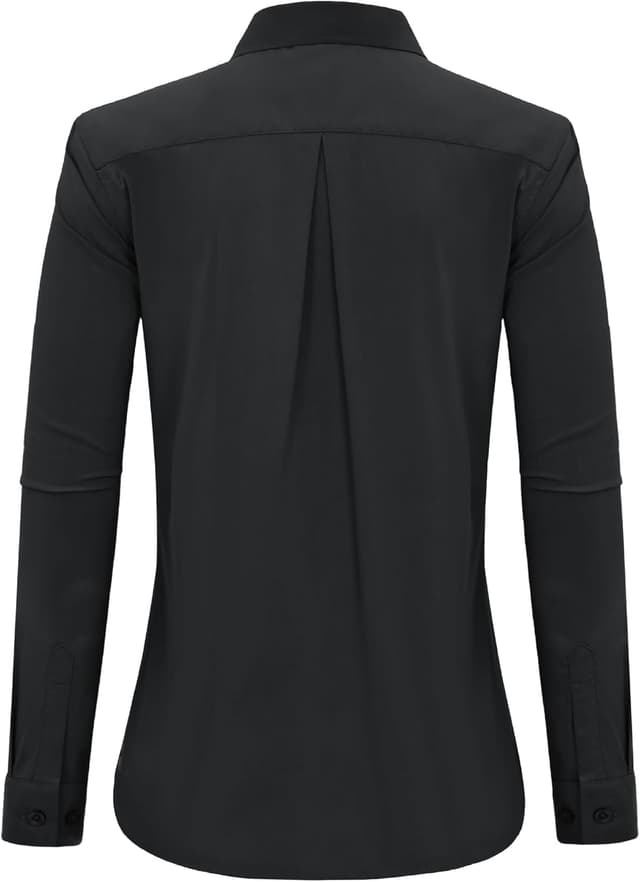 Detalle de J.VER Damen Bluse Business bügelfrei Langarm – Baumwolle/Elasthan, oversize, einfarbig mit Kragen