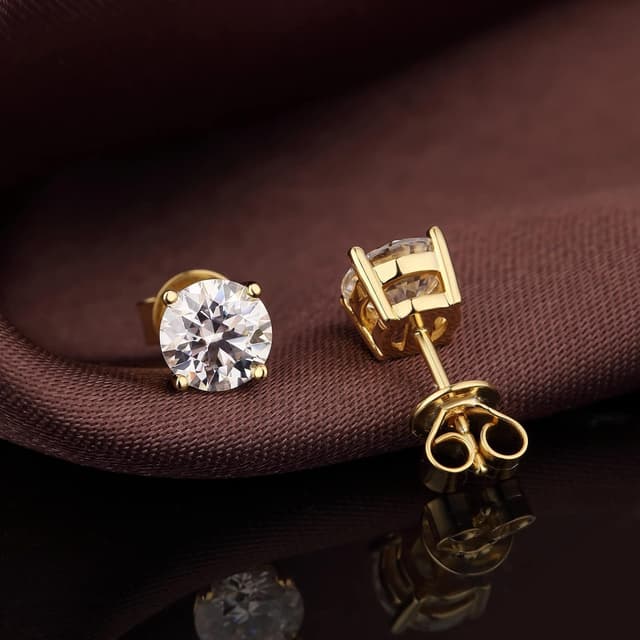 Detalle de Miaofu Moissanit-Ohrstecker aus 925 Sterling-Silber (S925) – Herren & Damen mit Rücksicherung