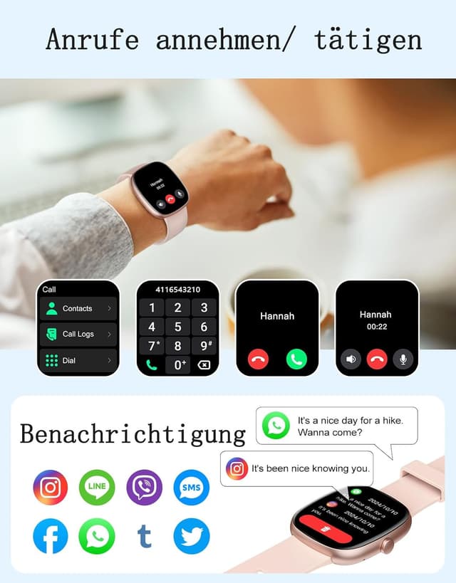 Thumbnail 1 de HUAKUA Smartwatch Damen mit Telefonfunktion