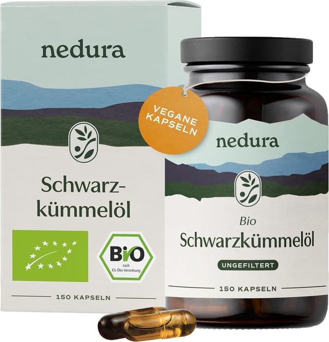 Detalle de Nedura BIO Schwarzkümmelöl Kapseln 150