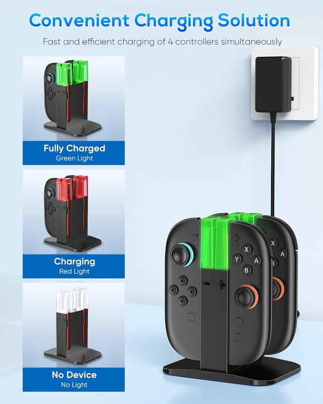 Detalle 2 de Switch 2 Ladestation für Joy-Con 2 (2025) – 4-fach Ladesockel mit LED-Anzeige