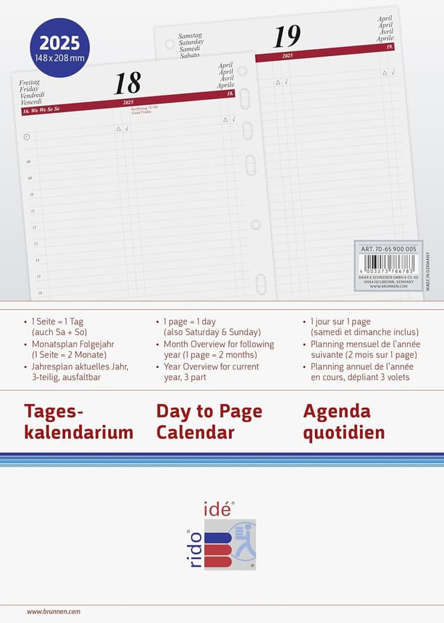 Detalle de rido/idé Tageskalendarium Timing 1 2025 A5