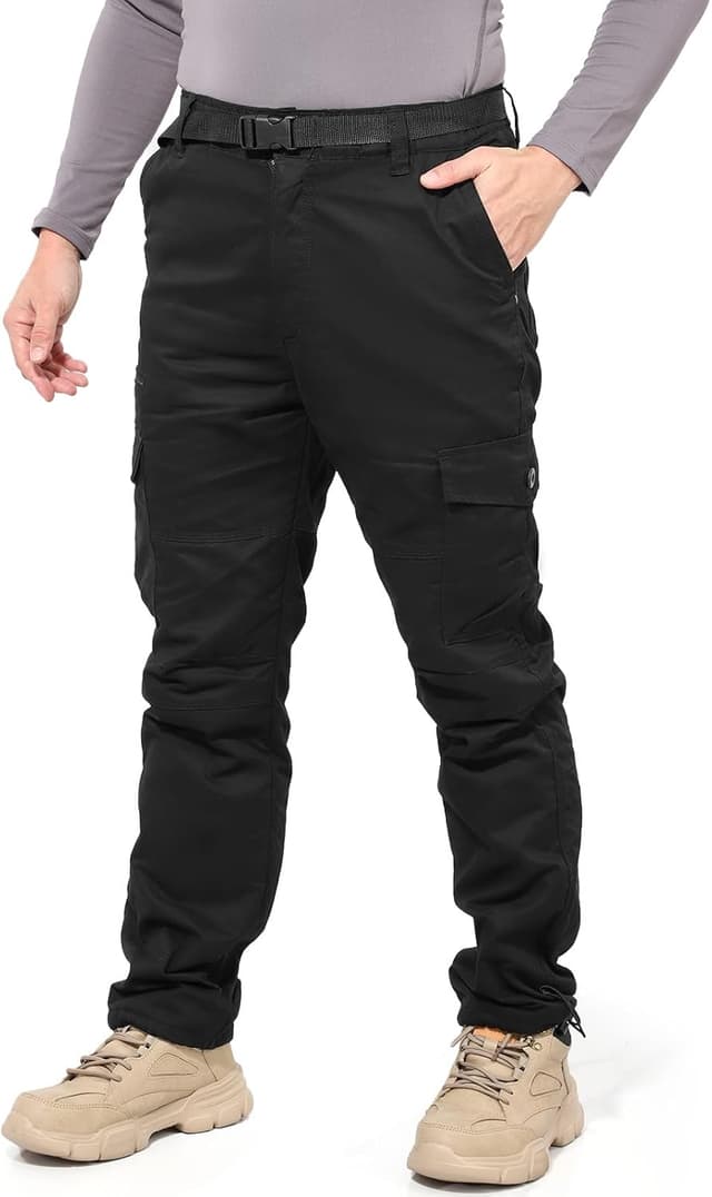 Thumbnail 6 de LY4U Men’s Fleece Lined Cargo Thermal Trousers with Elastic Waistband and Adjustable Ankle Cuffs