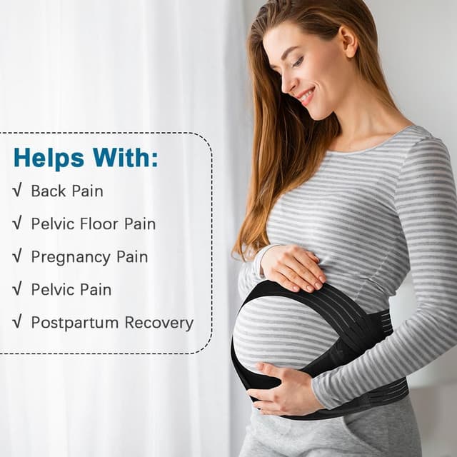 Detalle de AUYAO Pregnancy Belly Band Maternity Belt – Adjustable 2-in-1 elastic support for lower back, abdomen and pelvic relief