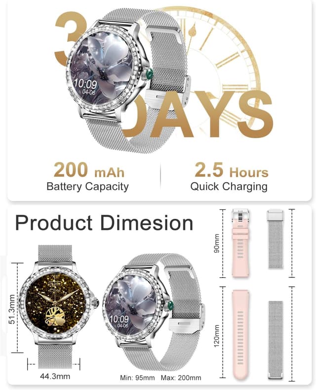 Detalle de Fitoncloud Diamonds 1.3-inch smartwatch