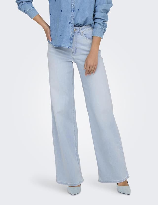 Detalle de ONLY Damen Jeans mit weitem Bein ONLMADISON – hohe Taille, weitem Beinschnitt