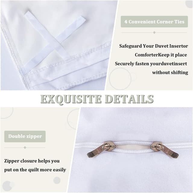 Detalle 2 de DUJUIKE Copripiumino impermeabile anti-incontinenza 155 x 220 cm, bianco