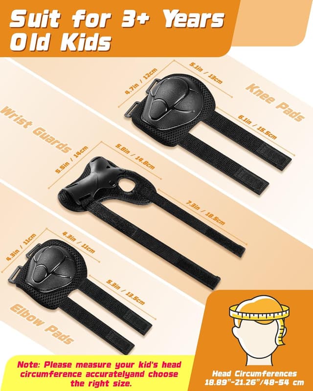 Detalle de Kids Bike Helmet Set with Adjustable Helmet, Pads & Wrist Guards (Ages 2–14)