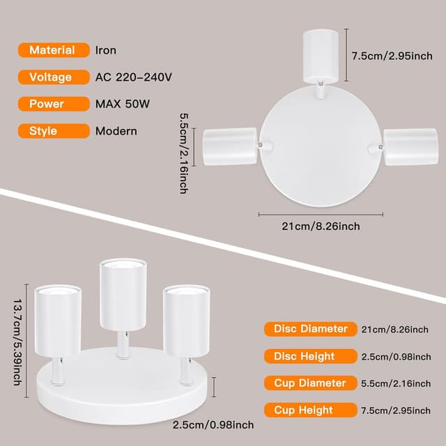 Detalle de Ketom GU10 Deckenstrahler 3-flammig
