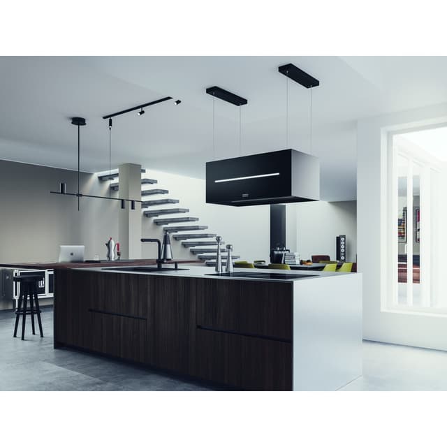 Detalle 2 de Franke Maris campana de isla negra mate