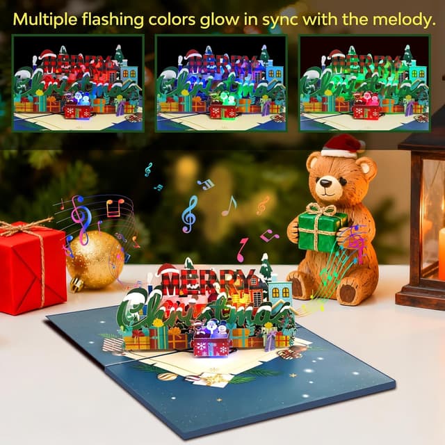 Detalle 2 de 3D Christmas Card with Music and LED Lights