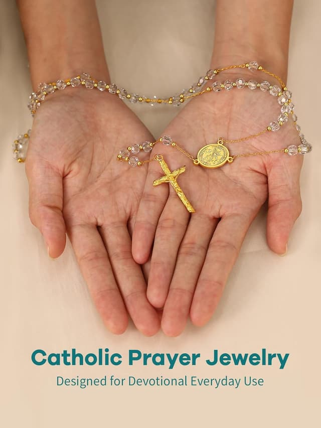 Detalle 1 de Supcare collana rosario con croce 66 cm