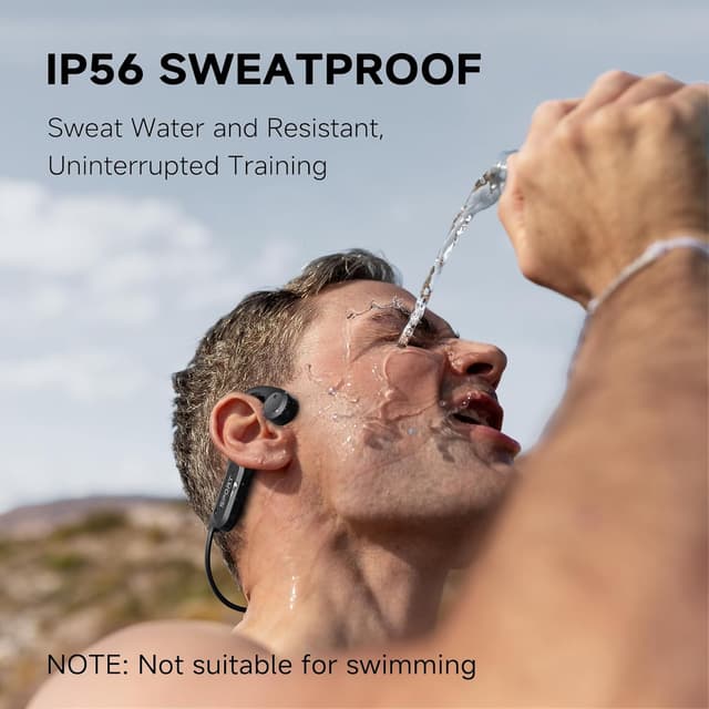 Detalle de Yorlu Bone Conduction Headphones (2026 Upgrade) Open-Ear Bluetooth 5.4 with Mic, IP56