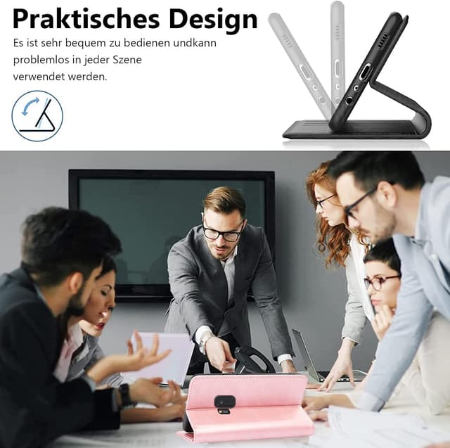 Thumbnail 3 de Handyhülle für Samsung Galaxy S9 – Leder Wallet Schutzhülle mit Kartenfach, Standfunktion und Klappcover (Rosa)