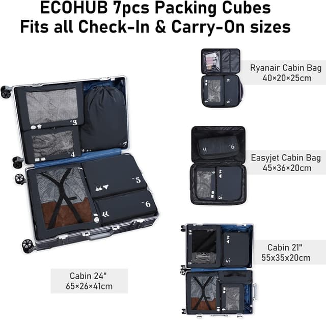 Thumbnail 5 de ECOHUB Packing Cubes 7 PCS dark blue