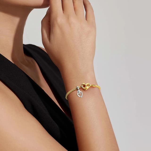 Detalle de APUUESN Moments-Charms-Armband aus Sterling Silber mit Logogravur (ca. 17–21 cm) und Infinity-/Herz-Verschluss