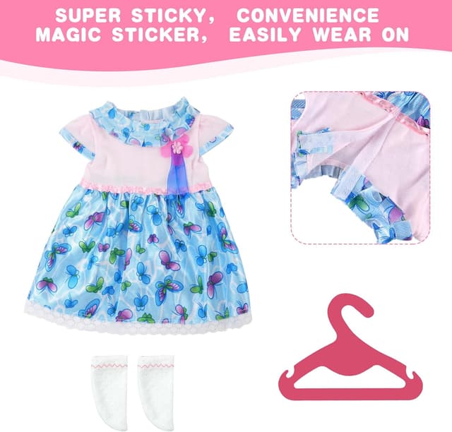 Detalle de Aolso set di vestiti per bambole New Born Baby Doll, 35–45 cm (con cappello), confezione da 4 serie Coniglio