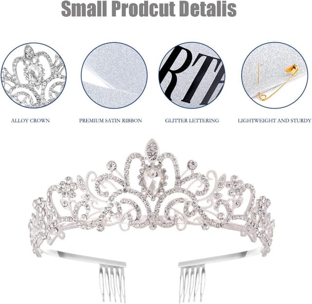 Thumbnail 2 de Birthday Queen Sash & Rhinestone Tiara Set