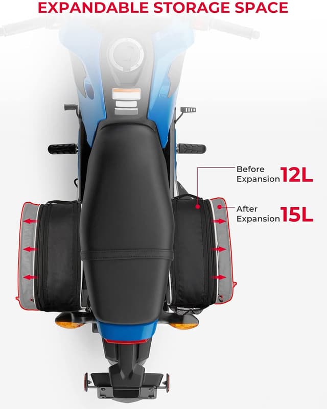 Detalle de KEMIMOTO Saddlebag 24-30L Expandable