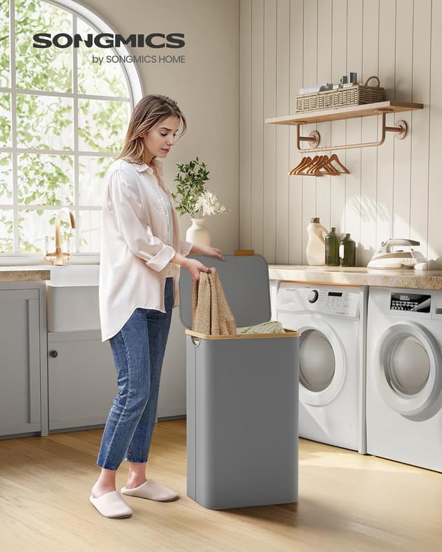 Thumbnail 1 de SONGMICS LCB509G01 90L laundry basket with lid