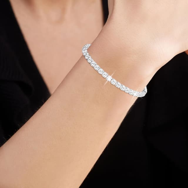 Detalle 2 de Esmoly bracciale tennis da donna in argento con zirconi 5A, 12 pietre di nascita e cinturino regolabile