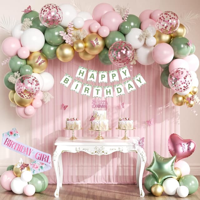 Thumbnail 6 de Pastel Birthday Decorations set with Happy Birthday banner, macaron rainbow latex balloons and cake topper
