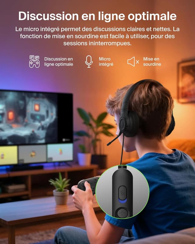 Thumbnail 4 de Belkin Gaming Inspire Casque Enfants Noir