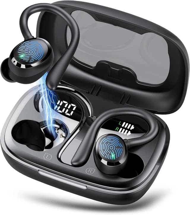 Detalle de Wireless Earbuds with Bluetooth 5.3, Earhook, Deep Bass & 4 ENC Mic, IPX7 Waterproof