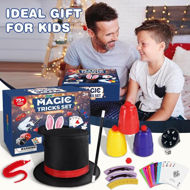 Thumbnail 6 de DINORUN Kinder Zauberkasten mit Zauberstab & Zauberhut – Zaubertricks für Kinder ab 6 Jahren