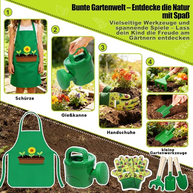 Detalle de Kinder Gartenwerkzeug-Set 10-teilig aus Metall