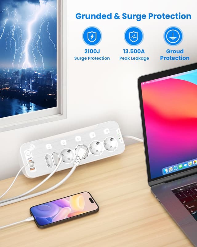 Detalle de Ciabatta multipresa da scrivania 6 prese