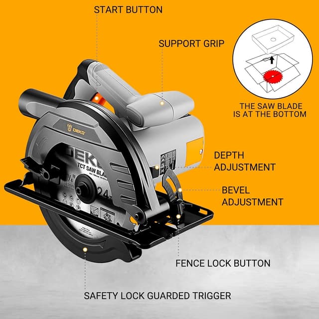 Detalle de DEKOPRO circular saw 1200W, 185mm