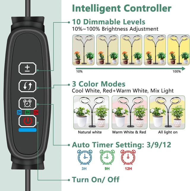 Thumbnail 2 de Lámpara LED de Crecimiento Interior 🌱 Doble Cabezal Ajustable