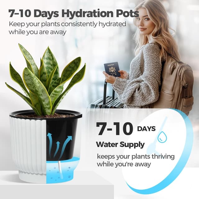 Thumbnail 3 de T4U 10cm Self Watering Plant Pots 6 Pack