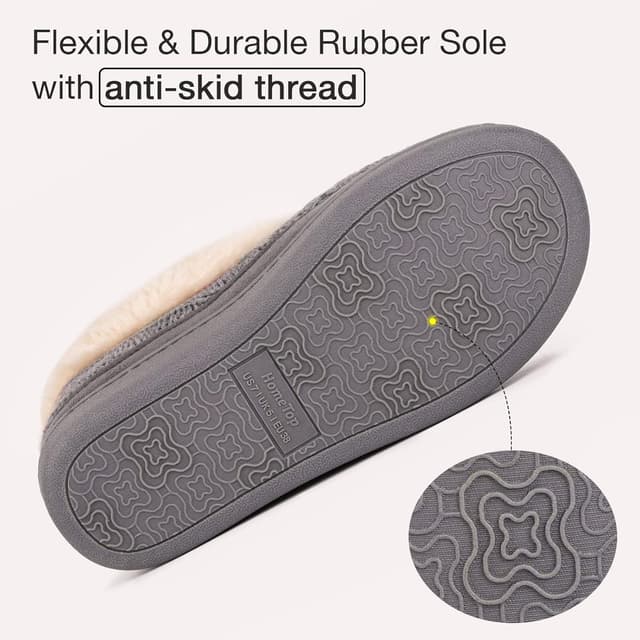 Detalle 2 de VeraCosy Ladies' Warm Knitted Faux Suede Memory Foam Moc Slippers