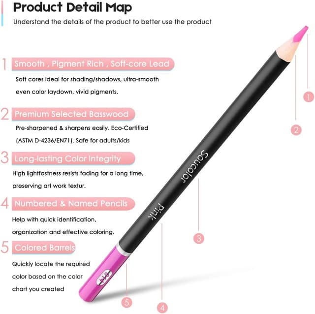 Thumbnail 1 de Soucolor 72-Color Colored Pencils 72 🎨