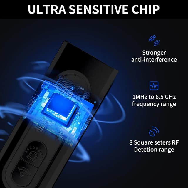 Thumbnail 4 de Hidden Camera Detector – RF Bug Detector with GPS Tracker Finder, 4 Detection Modes & 5 Sensitivity Levels, Mini Portable Anti-Spy Device for Hotel, Office, Car, Travel (30H Battery) (Mat Black)