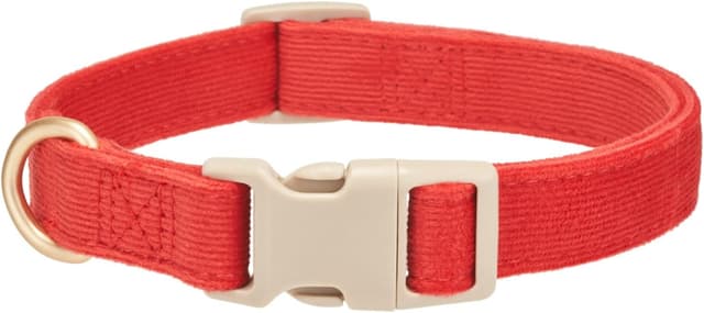 Detalle de YUDOTE Soft Corduroy Dog Collar with Plastic Clip (Medium, Fiery Red)