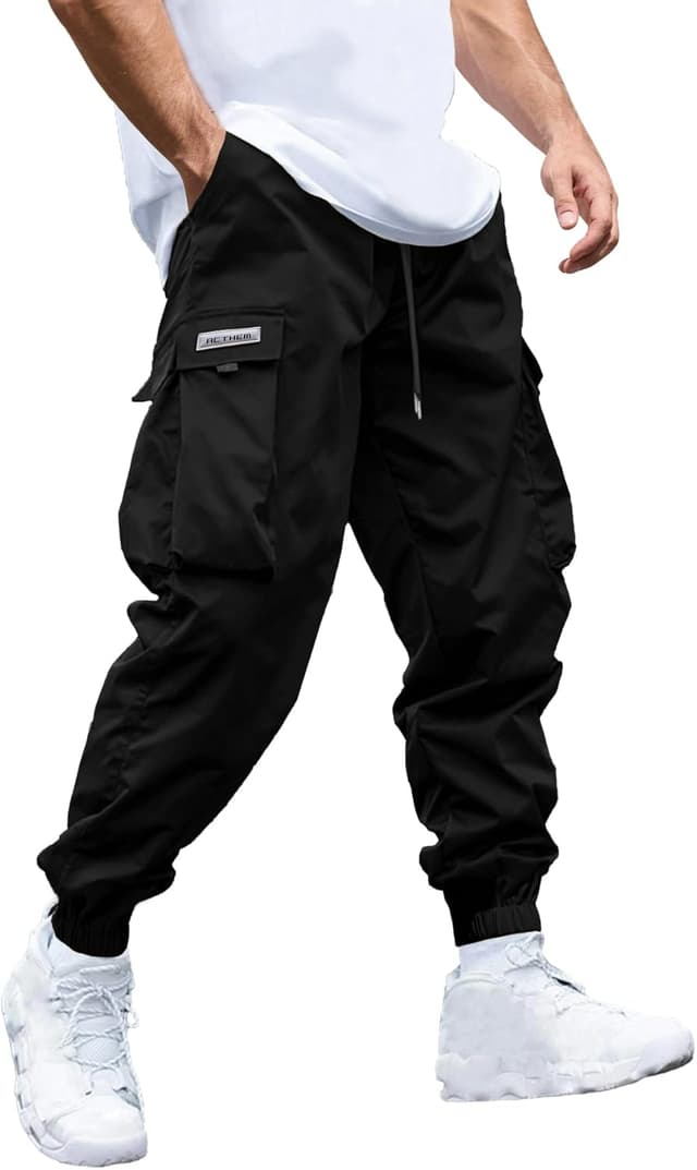 Detalle de JEMLDL Men’s Cargo Joggers Pants with Elastic Waist & Drawstring