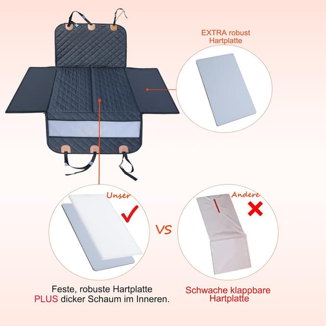 Detalle de Paw Jamboree Autositz Hund – Hundesitz fürs Auto als Rückbank-Erweiterung mit rutschfestem Design