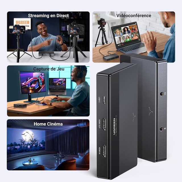Detalle 2 de UGREEN Carte Capture Vidéo HDMI vers USB C 3.0 4K 60 Hz / 1080p 60 FPS pour streaming et enregistrement