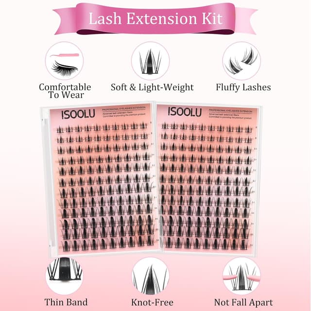 Detalle 2 de ISOOLU Lash Clusters DIY Eyelash Extension Kit with Bond & Seal (Wispy WideSpan Clusters)