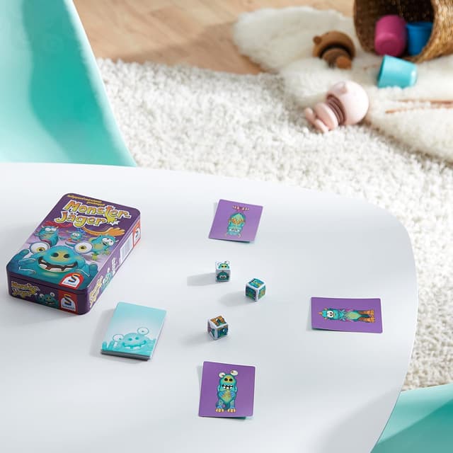 Detalle 2 de Schmidt Spiele 51443 Monsterjäger – Reisespiel in der Metalldose (2–4 Spieler, ab 5 Jahren)