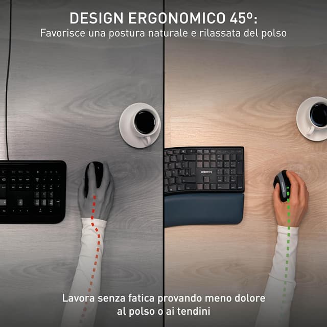 Detalle 2 de CHERRY MW 4500 mouse ergonomico verticale wireless