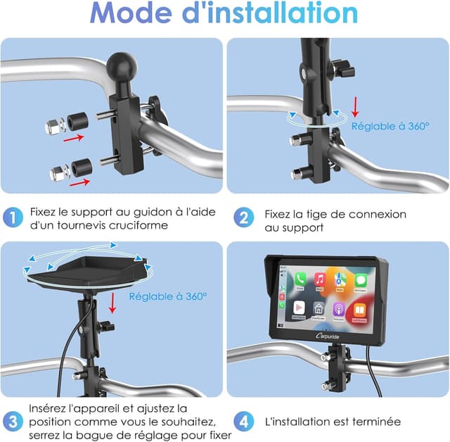 Thumbnail 6 de Carpuride W702 écran GPS moto 7" avec CarPlay sans fil