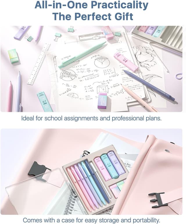 Detalle de Four Candies 0.7mm Mechanical Pencils (HB & 2B) with Pastel Eraser Set – 16-count value pack