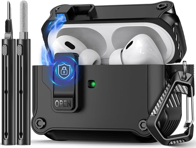 Detalle de Pohgelan Compatible AirPods Pro 2/1 Case with Magnetic Automatic Lock & Cleaning Kit (Black)