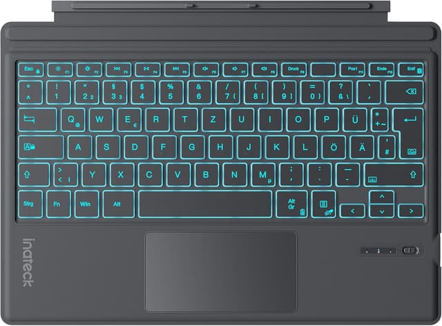 Detalle de Inateck KB02027 Surface Pro 7 Tastatur (QWERTZ) mit Trackpad-Kompatibilität, Bluetooth 5.3 und 7-farbiger Hintergrundbeleuchtung