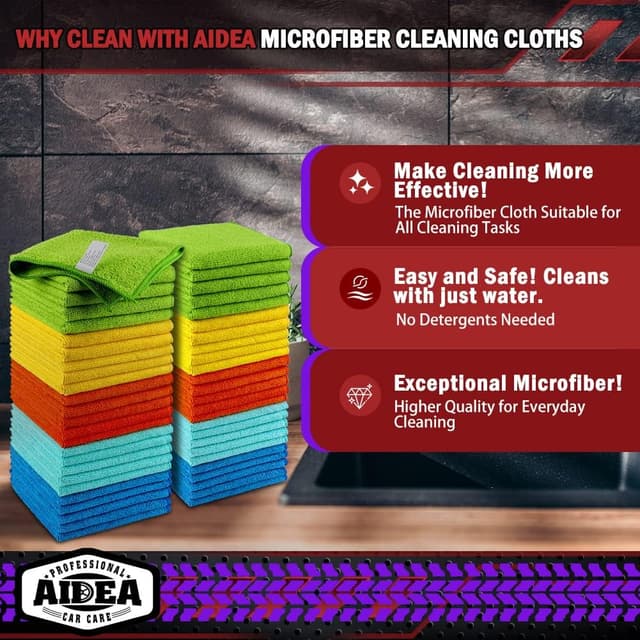 Thumbnail 1 de AIDEA Microfiber Cloth 50PK 12×12 🧽