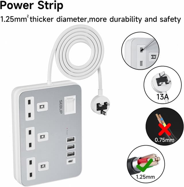 Detalle 2 de 4 USB extension lead 3 way 5m